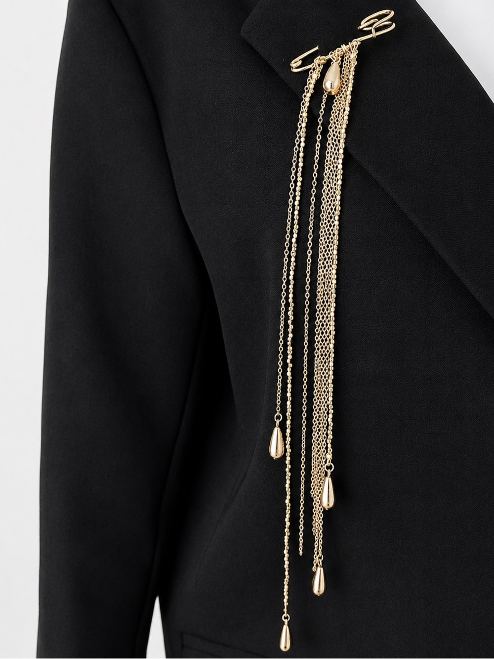 Gold Multi-Chain Safety Pin Brooch - Picture 3 of 3